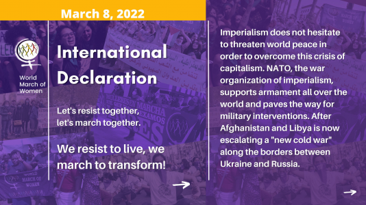 World March of Women International Declaration for March 8, 2022
