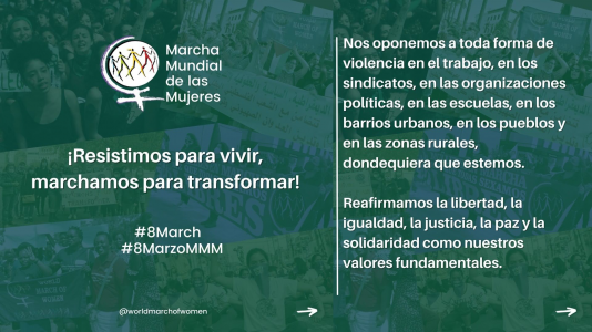 Declaración Internacional de la Marcha Mundial de las Mujeres para el 8 de marzo, 2022