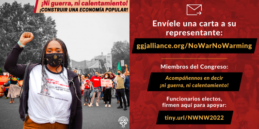 Urge your member of Congress to join the call for No War No Warming!