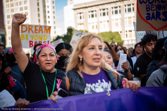 Membership Assembly participants marching in the streets of Oakland